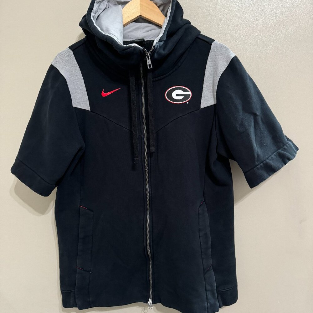 Nike Georgia UGA Football Team Issue PE On-Field Short Sleeve Hoodie Men Size L